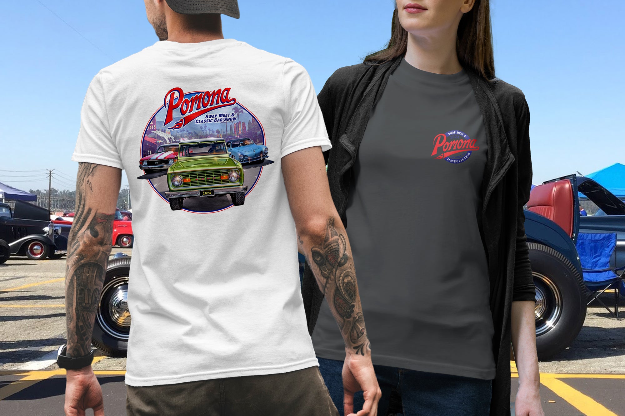 2024 Pomona Swap Meet Official Event Tee Shop PomonaSwapMeet Com   Guy Gal 2024 F B 